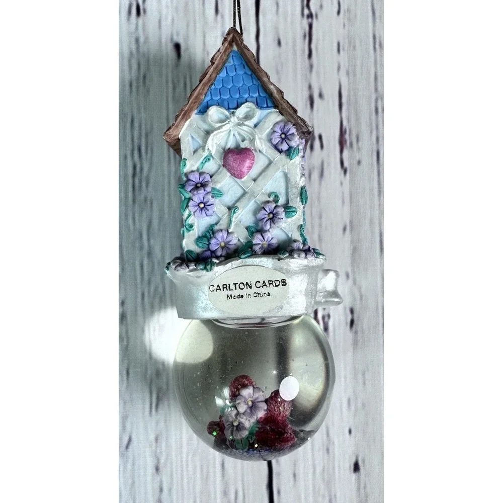 Carlton Cards Birdhouse Hanging Globe Birds Vintage Floral‎